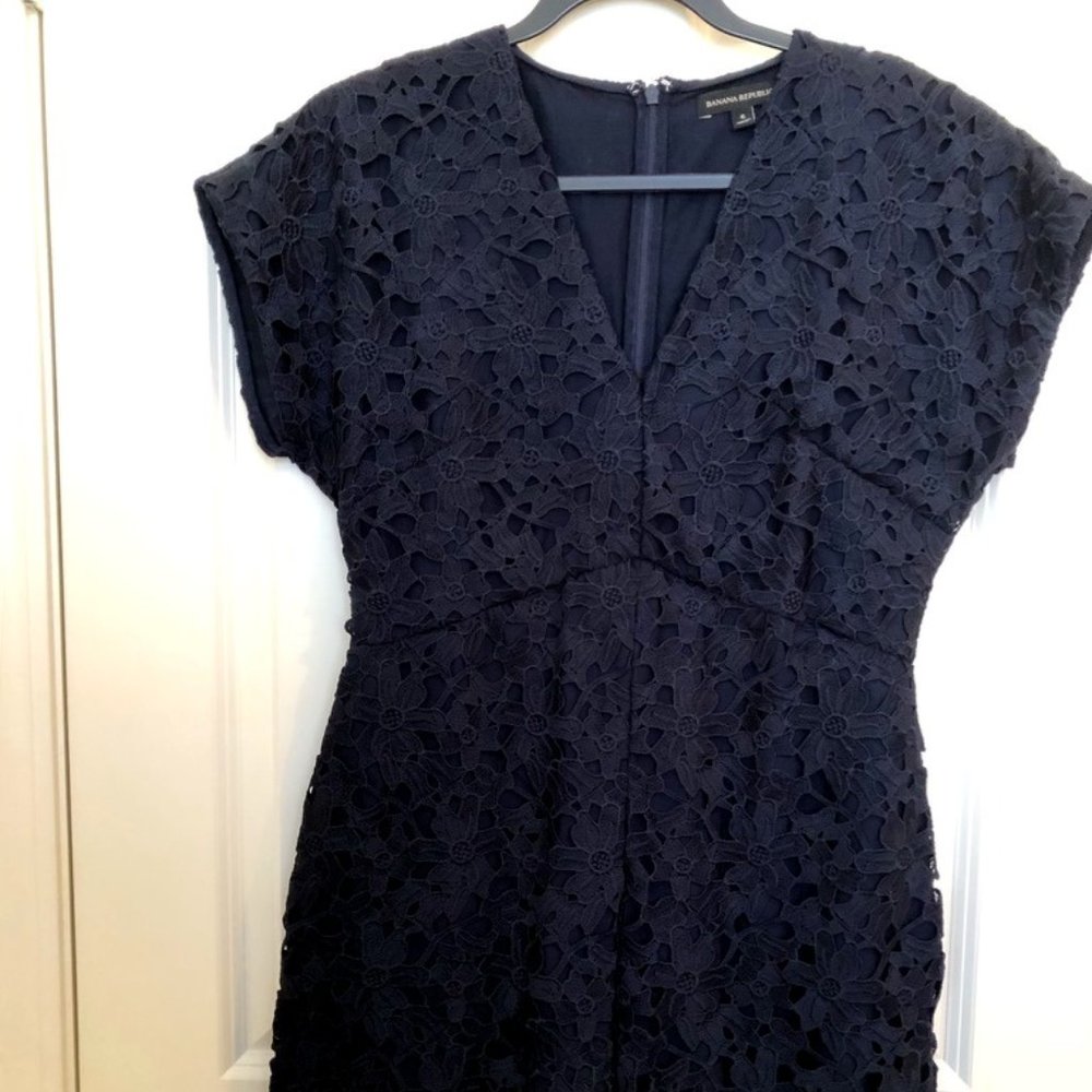 Navy Blue Lace Dress with pockets